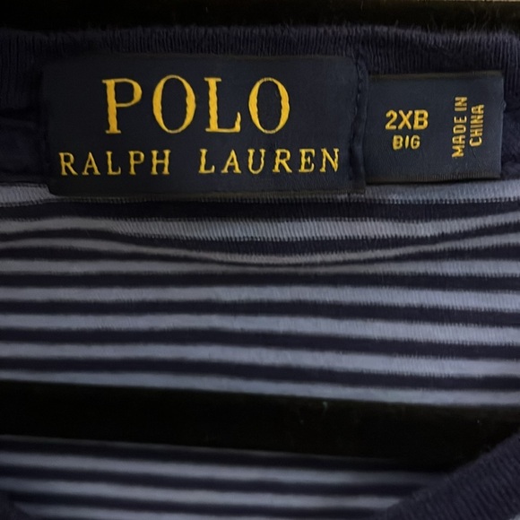 POLO Ralph Lauren Short Sleeved Tee Shirt Striped Blue Size 2XB Big - Picture 5 of 8